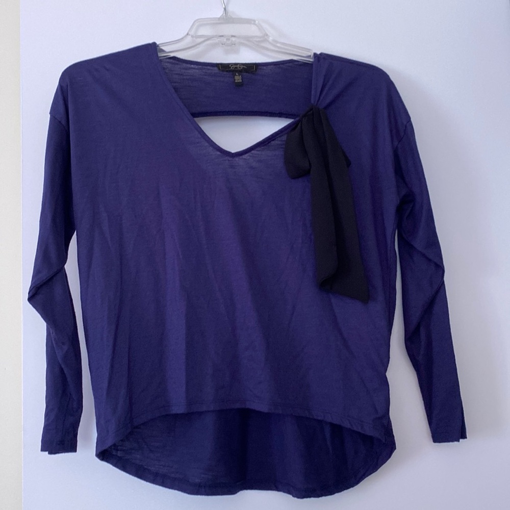 Purple long sleeve with bow and partially open back